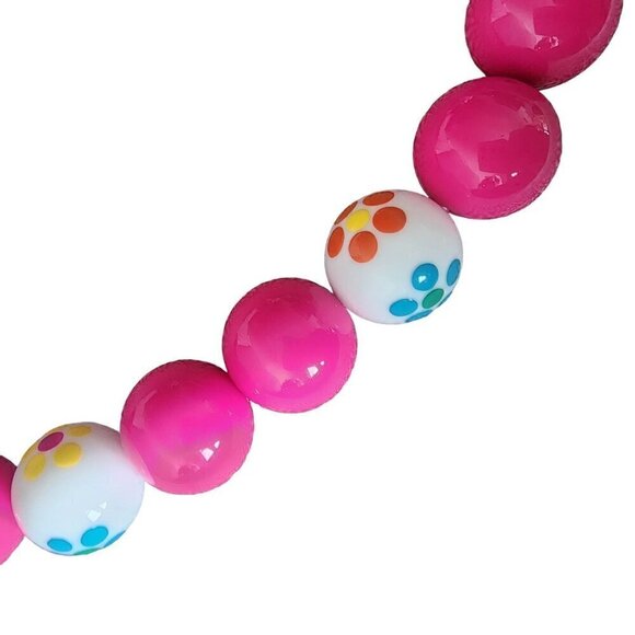 100% Genuine Lucite 18" Chunky Bobble Statement Necklace Barbie Fuchsia Pink - Picture 4 of 9